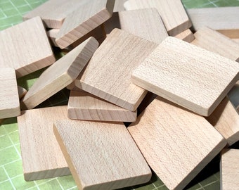 Wooden Tiles 1-1/4" x 1" x 3/16" (lot of 20) Unmarked