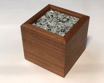 Walnut Stash Box with Bright Aluminum Epoxy Lid