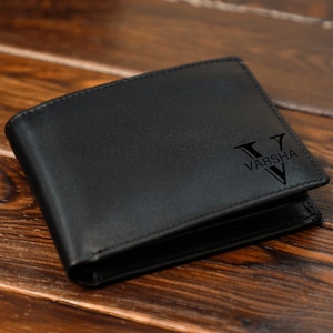 Billetera personalizada, Billetera para hombre, Regalo de aniversario para él, Billetera grabada, Billetera personalizada, Regalo para novio para hombre, Billetera de cuero, Regalo para papá