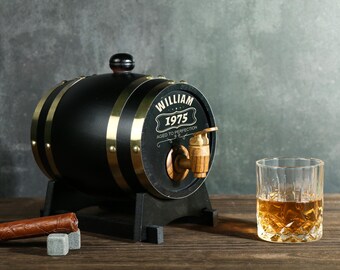 1975 Birthday Whisky Barrel – Cheers to 50 Years Gift, Engraved Bourbon Barrel,Whiskey Gift for Him,Dad, Husband, 50th Birthday Scotch Glass
