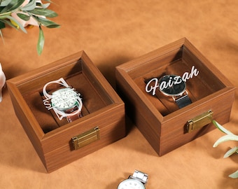Custom Engraved Watch Box, Personalized Watch Case for Men, Anniversary Gifts for Him, Gift for Dad Husband Boyfriend, Watch Storage Case
