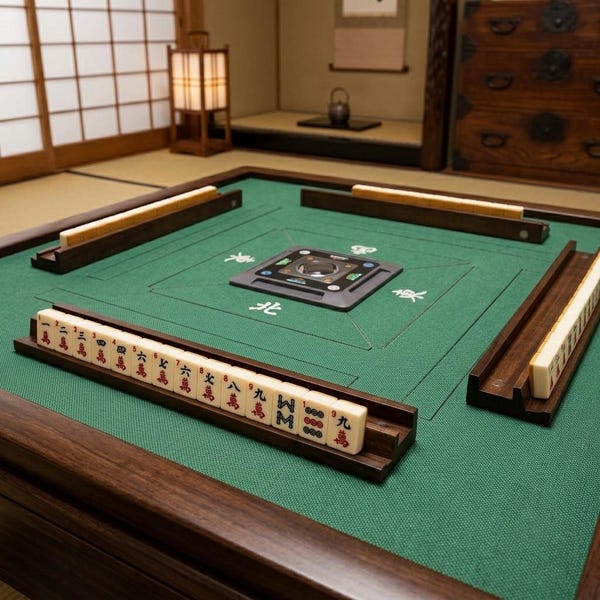 Wooden Mahjong Racks and Pushers -  Set of 4 - 18.9 Inches Long