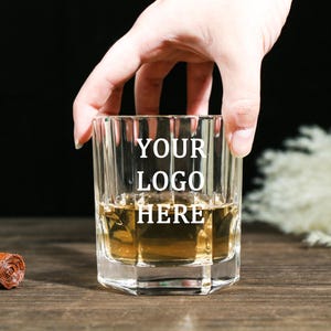 Custom Whiskey Rocks Glass - Your Logo or Design - Etched Bourbon Scotch Glass -,Company Logo, Business Logo for Any Special Occasion