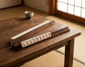 Wooden Mahjong Racks and Pushers -  Set of 4 - 18.9 Inches Long