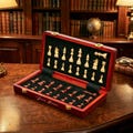 Personalized 15in Wooden Chess Set，Folding Travel Board with Extra Queens，Custom Engraved Gift for Men，Birthday gift to him