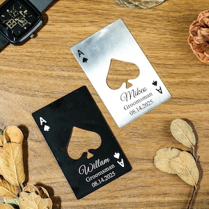 Personalisierter Flaschenöffner/Individualisierbares Groomsmen Geschenk/Ace of Spades Flaschenöffner/Partygeschenke/Trauzeuge Geschenke/Casino Poker Kartenöffner