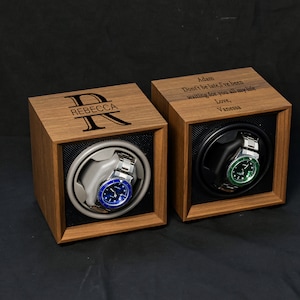 Remontoir de montre personnalisé avec nom | Cadeau personnalisé pour lui | Porte-montre cadeau de rangement pour montre | Cadeau de gravure sur bois pour lui | Cadeau de Noël