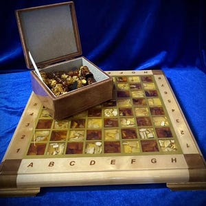 Handmade Amber Chess Set: Modern Wooden Board, Luxury Gift