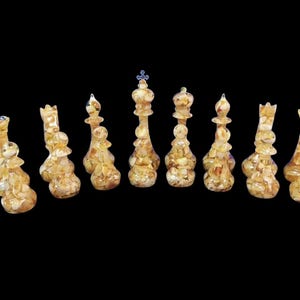 Carved Amber Chess Pieces: Luxury Game Set Gift