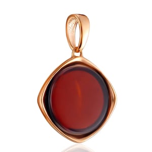 Stylish pendant made of silver plated with Baltic cherry amber,Amber Jewelry, Handmade amber jewellery gift,Amber pendant