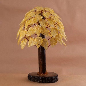 Baltic Amber Money Tree: Royal White Amber Leaves, Feng Shui Decor