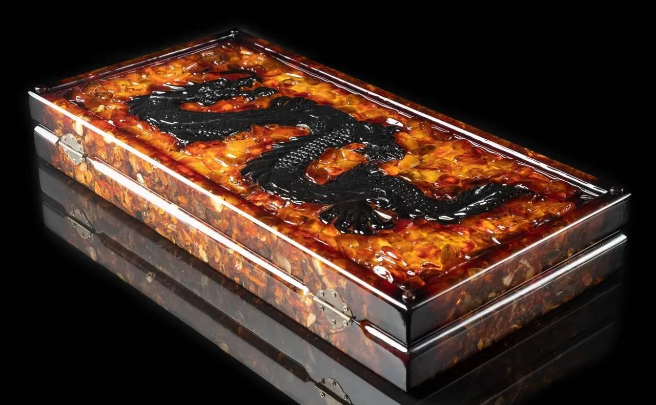 Amber Dragon Backgammon Set: Handcrafted Folding Board Game