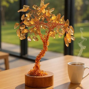 Baltic Amber Money Tree Sculpture: Feng Shui Home Decor