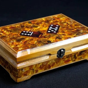 Amber domino set with unique design,Domino gift,Handmade amber domino chips with box, Unique game set, Family Game, Board game gift