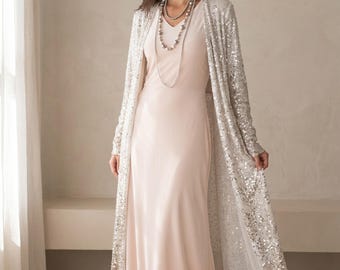 Luxury Sequin Cardigan with Soft Tulle Lining – Elegant Evening Wear