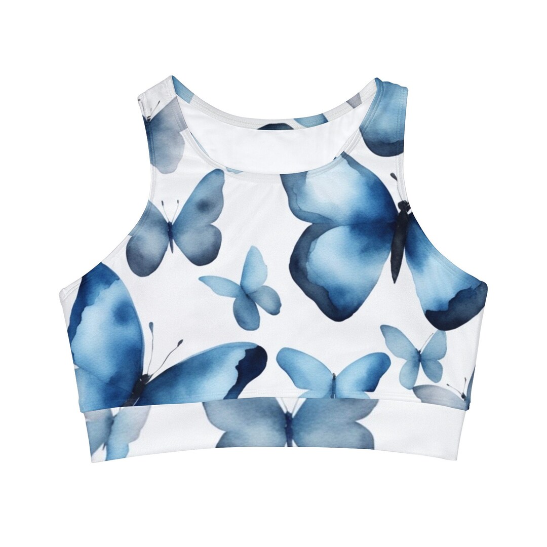 High Neck Crop Bikini Top (AOP)