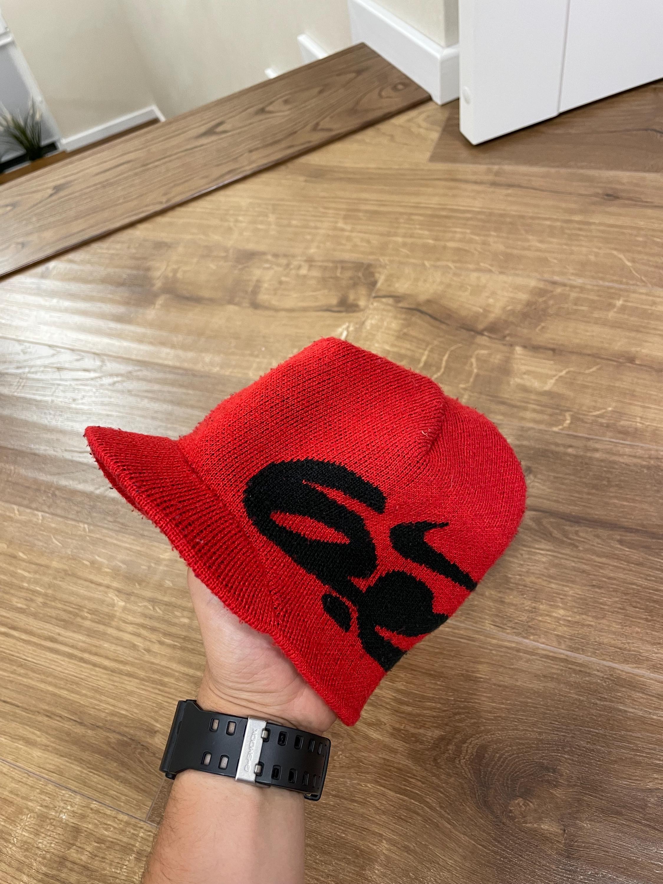 Vintage Nike 6.0 Y2K 90s Style Big Logotype Red Hat Beanie