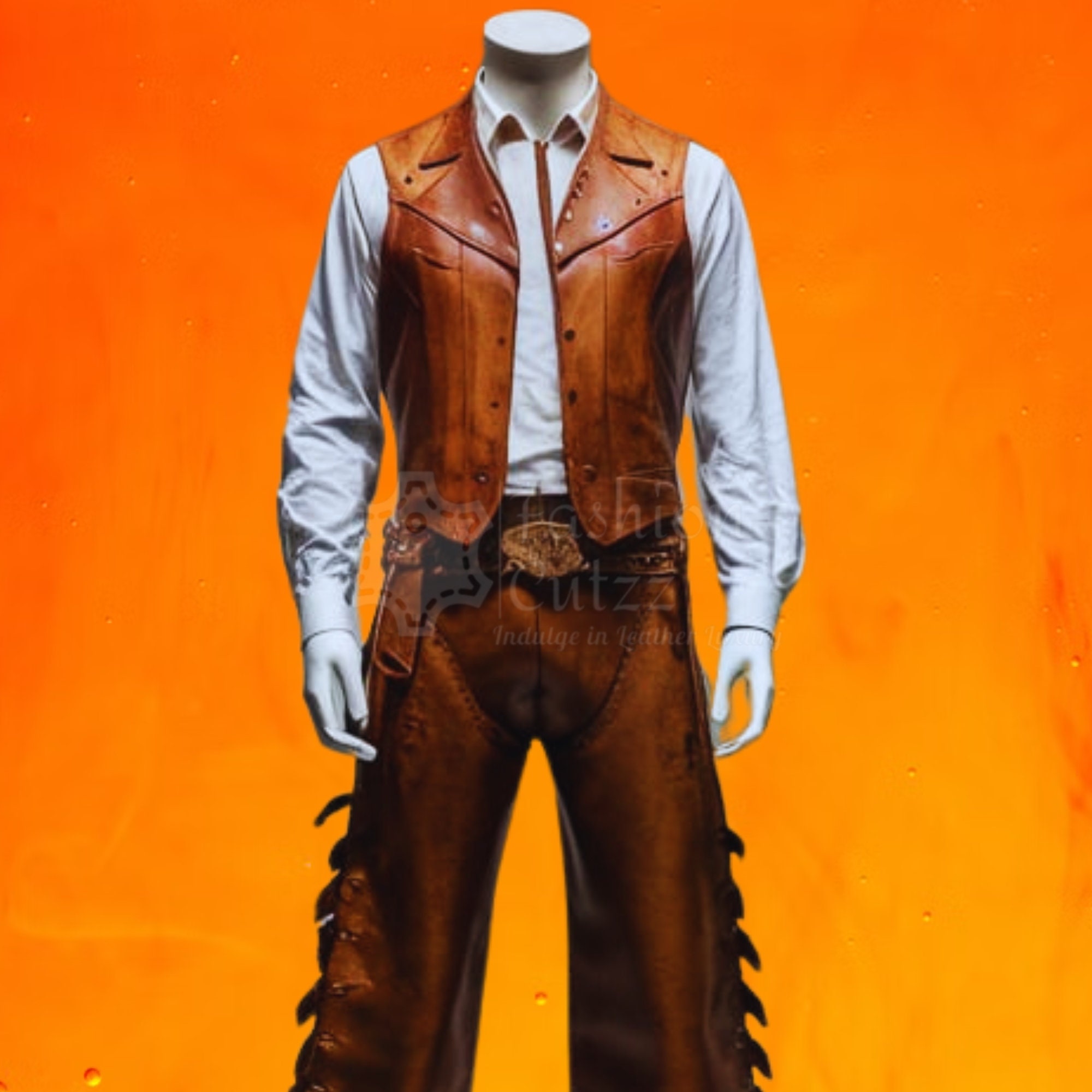 MERCH ATTIRE Heren Western Cowboy Jones noodlijdende lederen vintage bruine cosplay jas, Bruin - Verontruste Leren Jas, XS