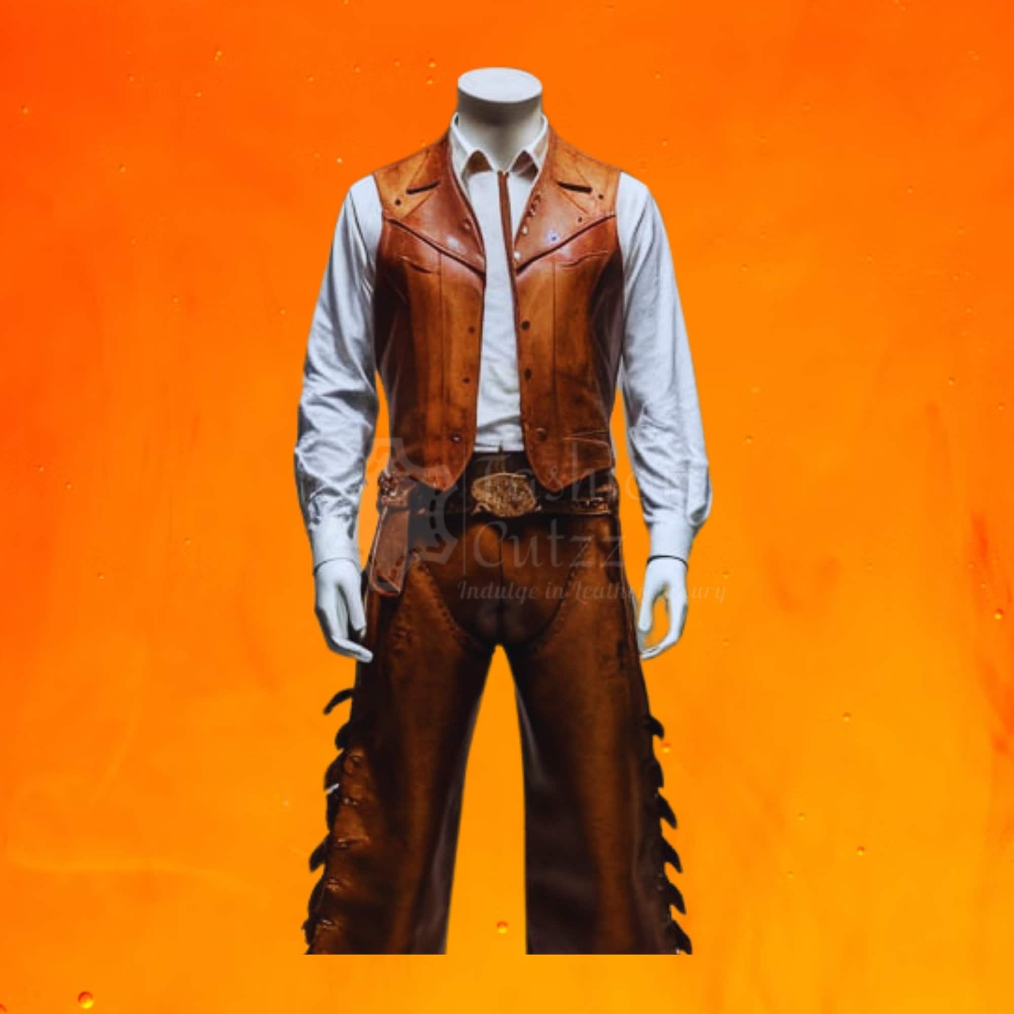 Leather cowboy outfit sales