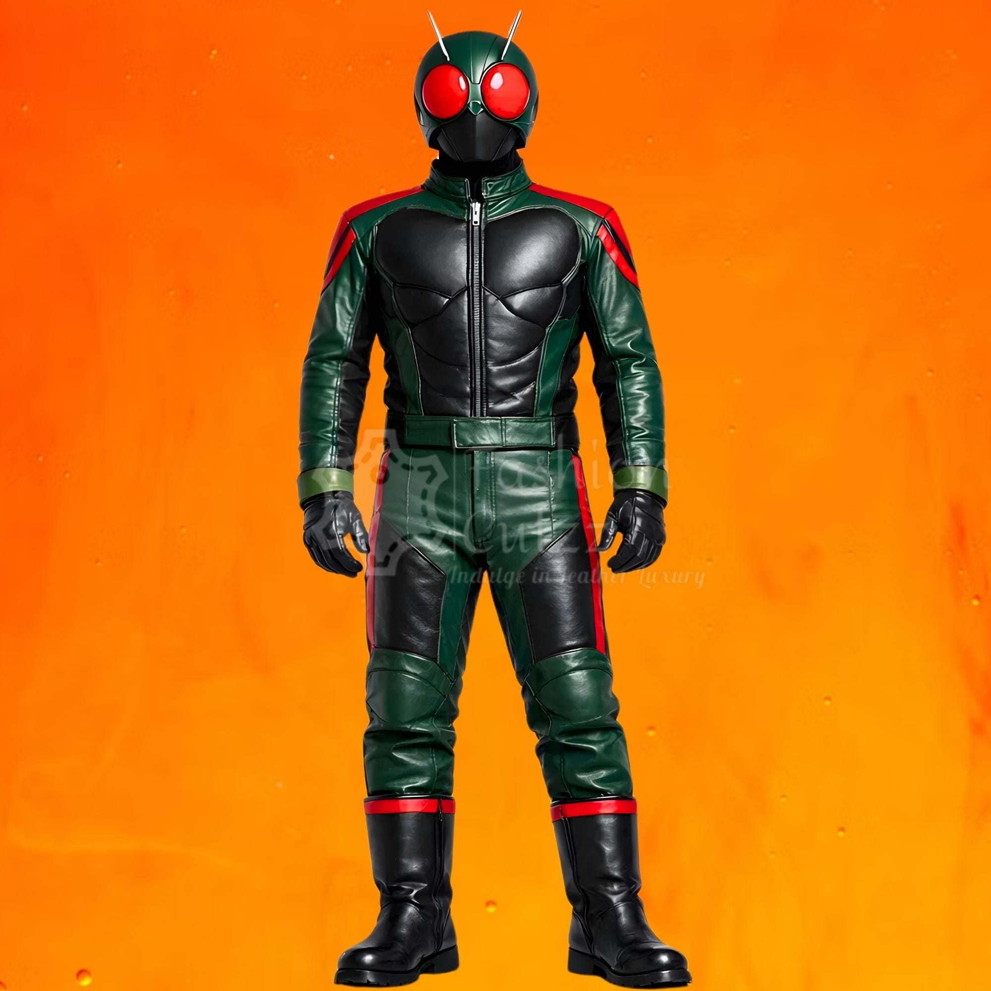 Insect Riders Japanese Green Insect Rider Leather Armor Suit | Fantasy Superhero Cosplay ...