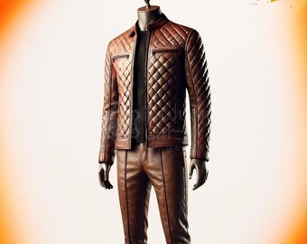 Rustic Handmade Quilted Cowhide Leather Armor | Gothic Raider Renaissance Warrior Motorcycle Costume for Men