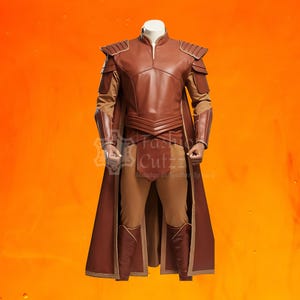Cowhide Leather Ruggged Knight Costume | Warrior Shoulder Armor with Cape | Handmade Medieval Cosplay Suit