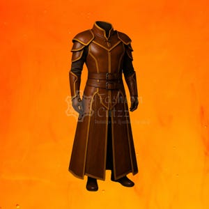 Renaissance Brown & Gold Combat Paladin Medieval Leather Warrior Cloak - Handmade Raider Knight Assassin Costume - Vanguard Battle Armor