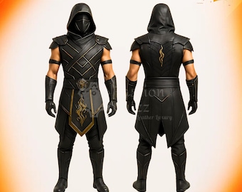 Mortal Kombat Shadow Ninja Assassin Leather Armor Costume | Rogue Medieval Samurai Fighter War Gear