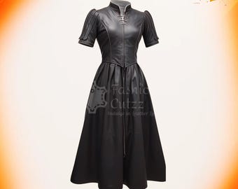 Ravenheart Women’s Cowhide Gothic Renaissance Leather Dress | Black Warrior Medieval Halloween Costume Gear