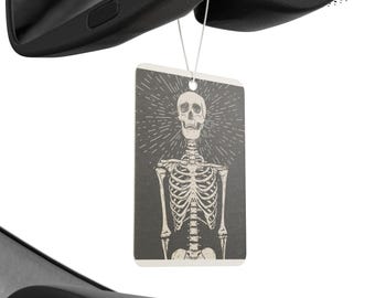 Vintage Skeleton Car Air Freshener, Halloween Decor, Gift for Drivers, Skull Aromatherapy, Spooky Car Accessory