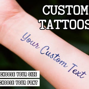 Custom text temporary tattoo - Personalized Temporary Tattoo - Quote Fake Tattoo - Personalized Name - Phrase Tattoos - Custom Word Sticker
