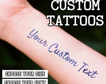 Tatuaggio temporaneo con testo personalizzato - Tatuaggio temporaneo personalizzato - Tatuaggio finto con citazione - Nome personalizzato - Tatuaggi con frasi - Adesivo con parola personalizzata