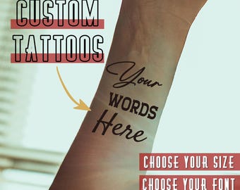 Tatuajes temporales con palabras personalizadas escritas a mano, tatuajes falsos, tatuajes personalizados, pegatinas con palabras personalizadas, tatuajes con citas, tatuajes con frases.