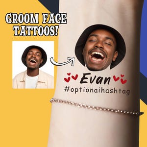 Junggesellinnenabschied Tattoos, Bräutigam Gesicht, Braut Tattoo, Gesichtstattoo, personalisierte temporäre Tattoos für Hochzeiten