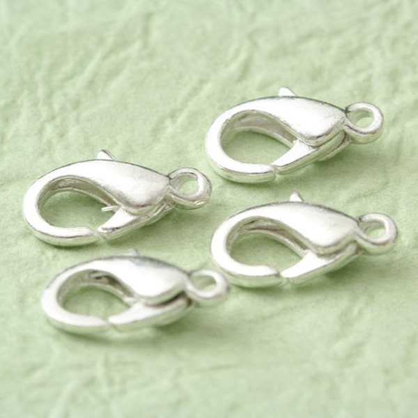 25 pcs bright silver finish lobster clasp 9 x 5mm (0306)