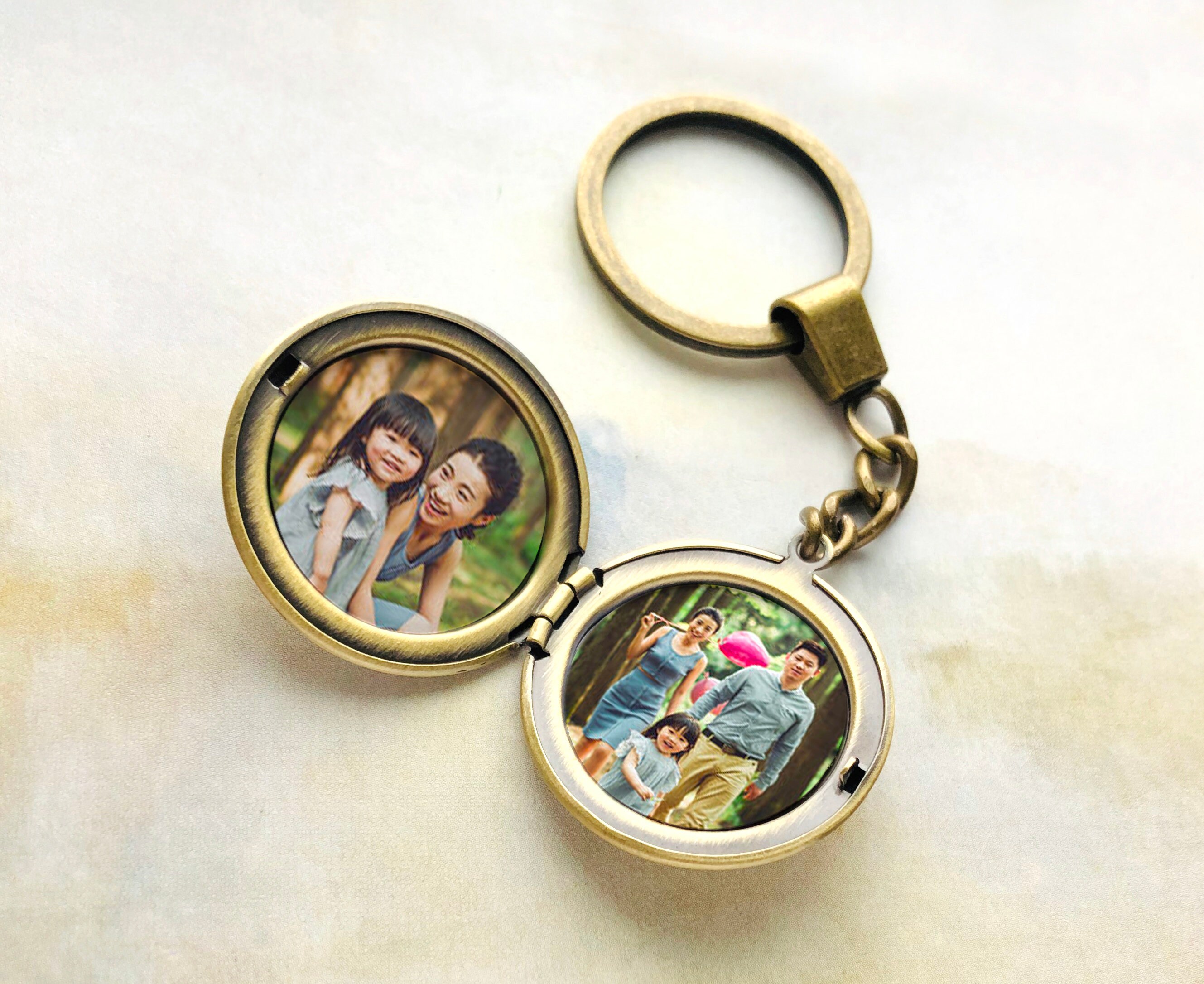 Personalized with You Own Photo Brass Locket Keychain Etsy