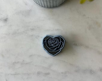 Valentines Day Rose Heart Polymer Clay Cutter
