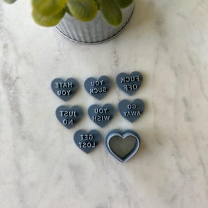 Anti Valentines Day Conversation Hearts Stamp and Clay Cutter Set