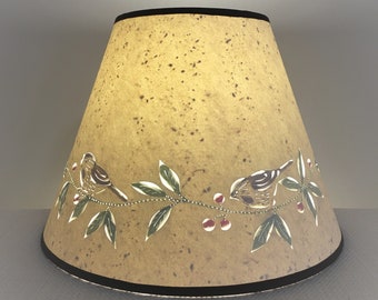 Handmade Bird Lampshade: Cut & Pierced Finches, Berries Design