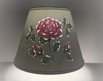 Reverse Painted Rose Clip-On Lampshade: Cut & Pierced Paper Shade