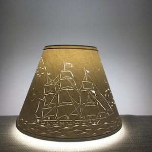 Clipper Ship Lampshade: Cut & Pierced Nautical Design, Clip Top