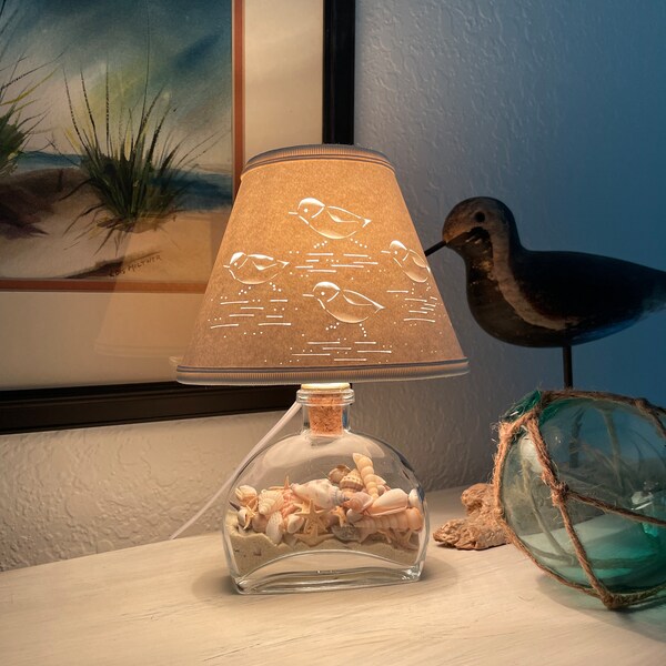 Sandpiper mini accent night light-sandpipers-bird lamp-night light-hallway light-kitchen light-seashells-coastal lighting