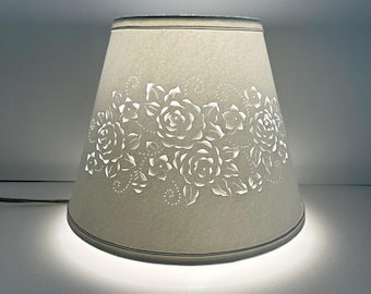 Pierced Roses Clip-On Lampshade: Petite Floral Design