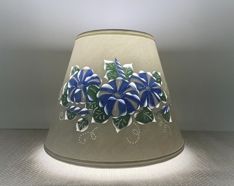 Morning Glories Reverse Painted Lampshade: Pierced Clip Top Shade