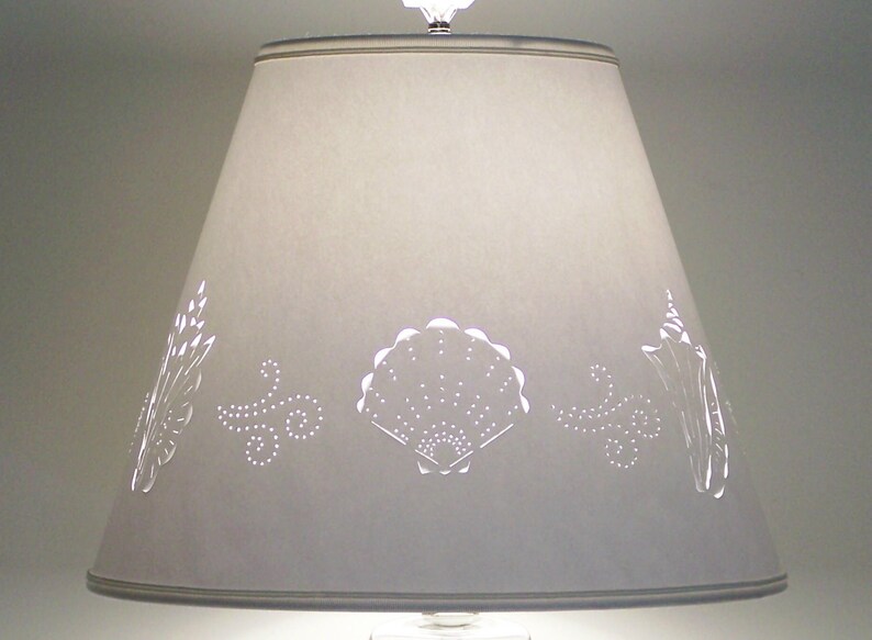 Large Seashell Cut and Pierced Lampshade Washer Top Lamp Etsy