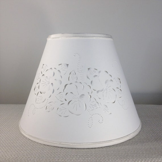 Cut Pierced Pansies Lamp Shade clip on Lamp Shade pansies clip