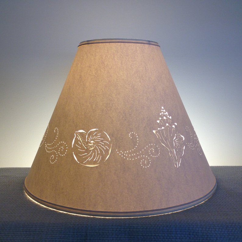 Large Seashell Cut and Pierced Lampshade Washer Top Lamp Etsy