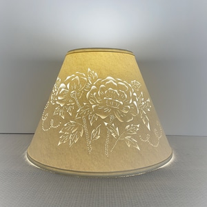Peony Lampshade: Hand Cut Paper Floral Shade for Harp Lamps