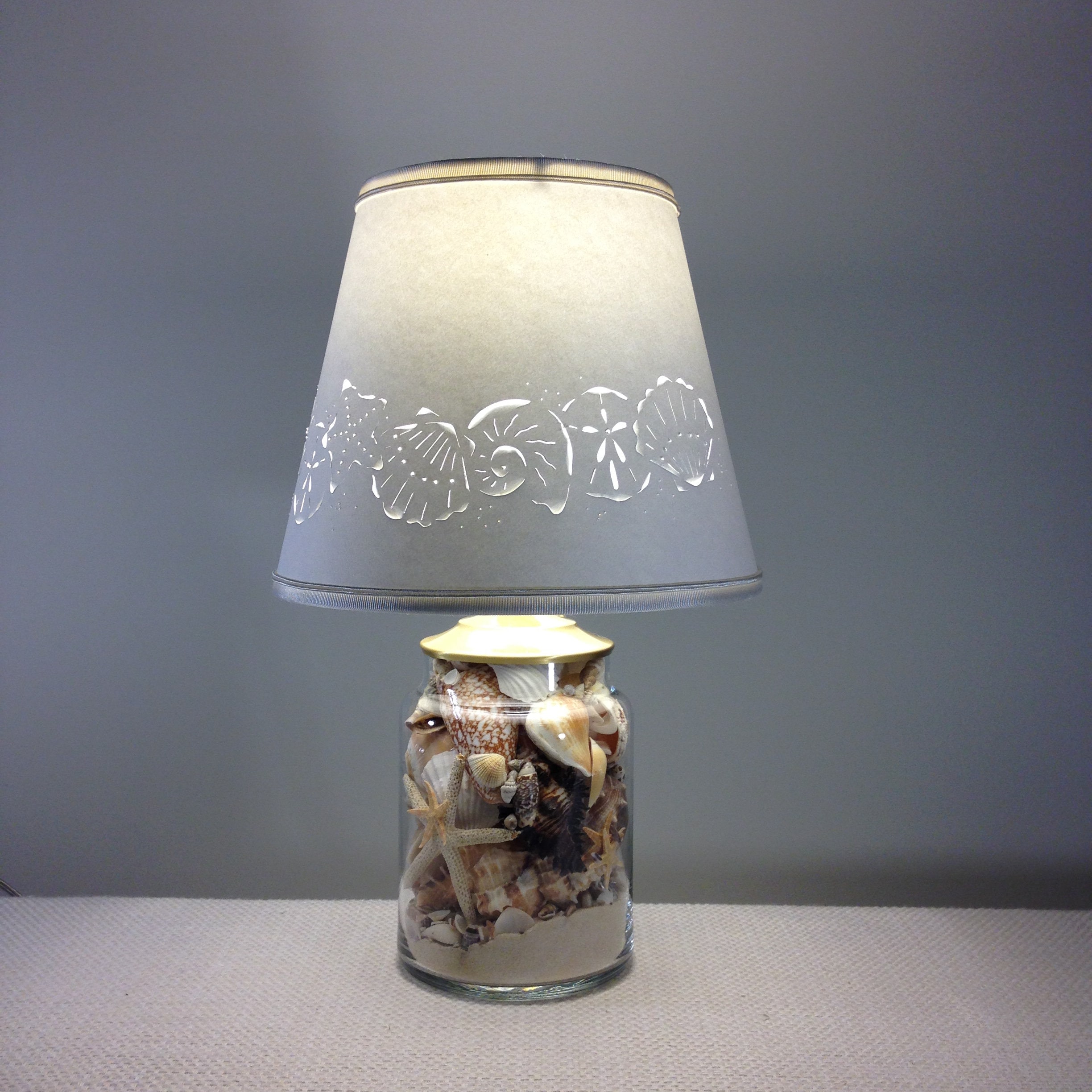 Seashell Table Lamp: Small Beach Decor With Pierced Paper Shade - Etsy