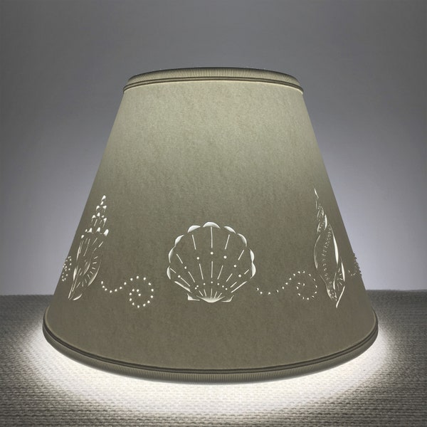 Small Lampshade-Seashell Lampshade-Lamp Shade-Paper Lampshade-Seashells-Clip on Lampshade-Seashell design-Clip Top-Beach Decor-Lighting-Lamp